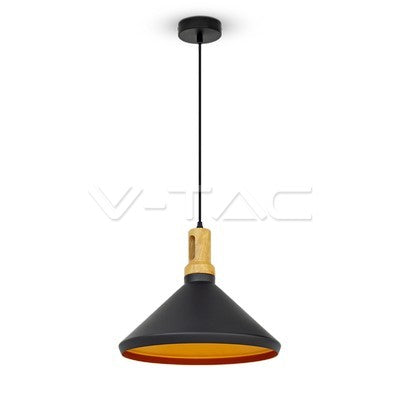 LED E27 PENDANT MODERN LONG BLACK 35X30X110 WOODEN TOP