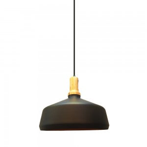 LED E27 PENDANT MODERN BLACK 35X30X110 WOODEN TOP