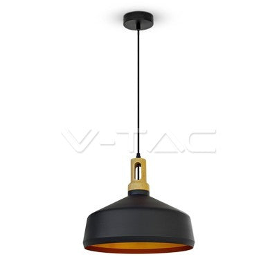 LED E27 PENDANT MODERN BLACK 35X30X110 WOODEN TOP