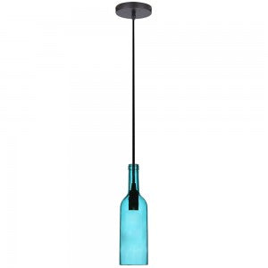 LED E27 PENDANT BOTTLE LIGHT BLUE 7X28X115 GLASS