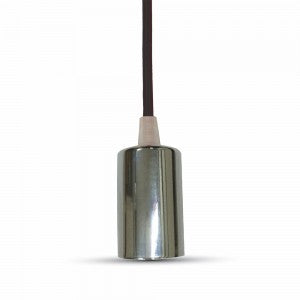 LED E27 PENDANT CHROME METAL 36X60 LIGHT BLACK