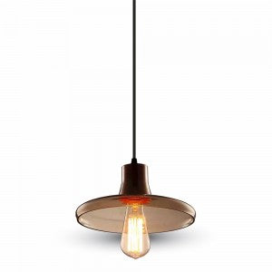 LED E27 PENDANT AMBER 235X140X1050 GLASS WITH WOOD