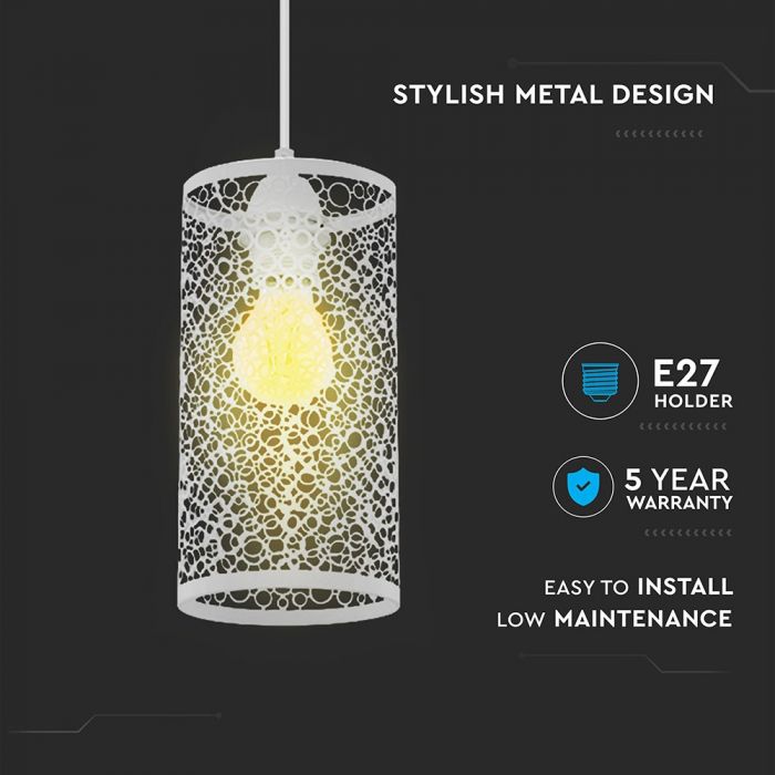 LED E27 PENDANT WHITE 13X25X130 CAN SHAPE METAL