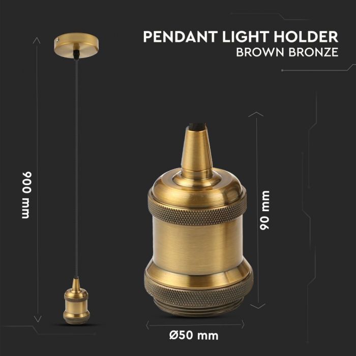 LED E27 HOLDER BROWN BRONZE 50X90X900 METAL