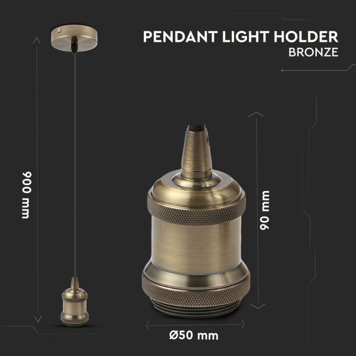 LED E27 HOLDER BRONZE 50X90X900 METAL