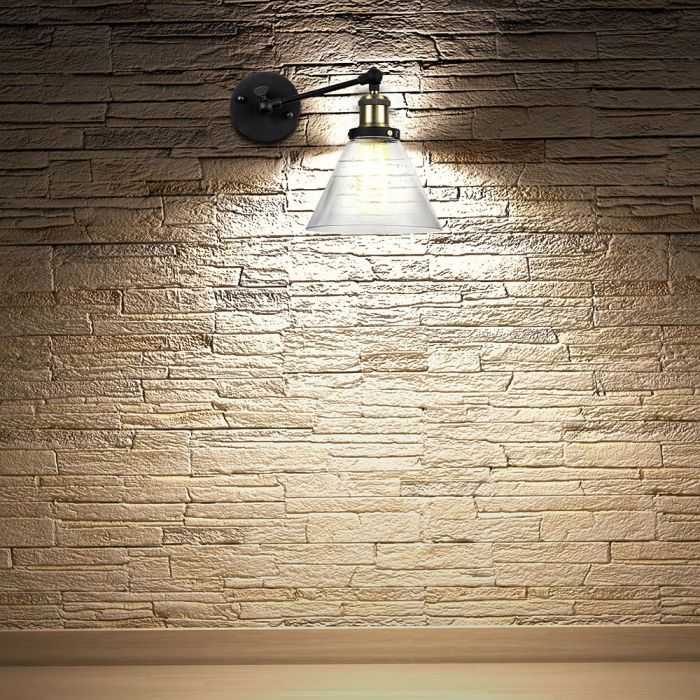 LED E27 PENDANT WALL LAMP TRANSPARENT V SHAPE 19X14 GLASS + METAL