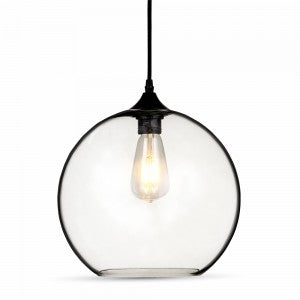 LED E27 PENDANT TRANSPARENT GLOBE 30X28X100 GLASS+METAL