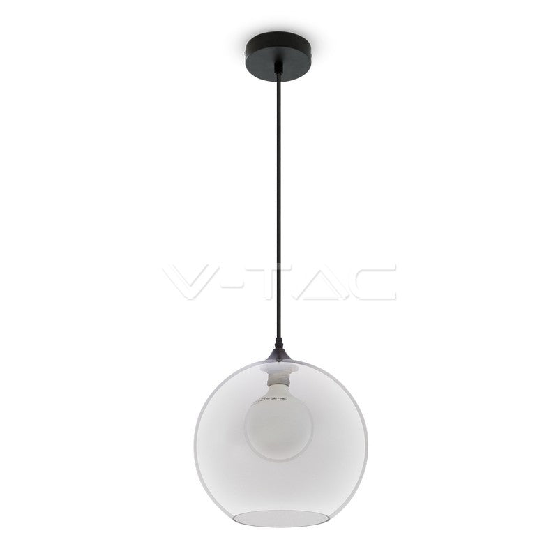 LED E27 PENDANT TRANSPARENT GLOBE 30X28X100 GLASS+METAL