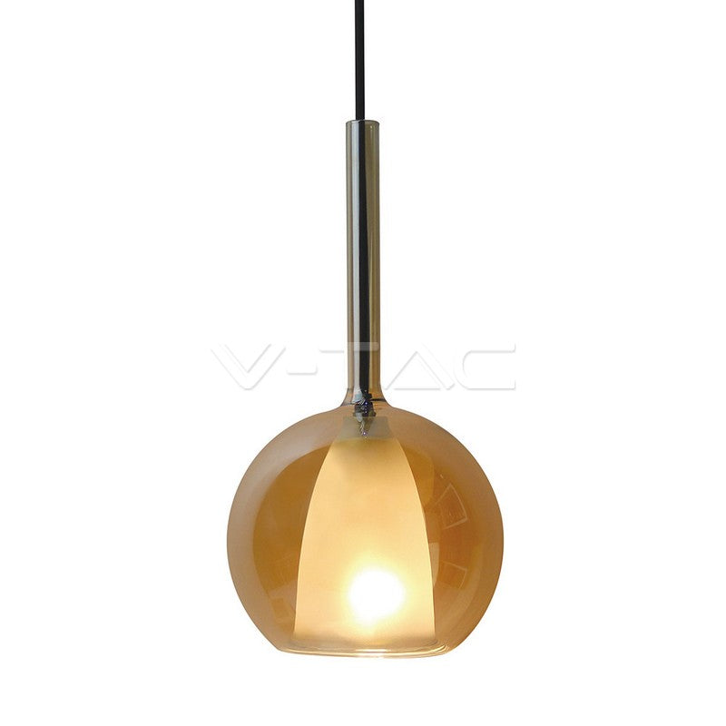 LED E27 PENDANT DOUBLE GLASS AMBER + WHITE 25X42X100 GLASS + METAL