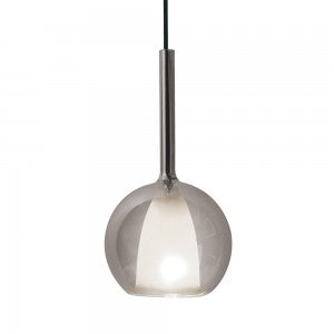 LED E27 PENDANT DOUBLE GLASS GUNGREY + WHITE 18X35X100 GLASS + METAL