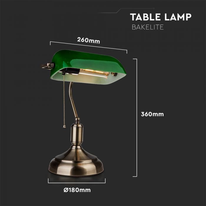 LED BANKER'S TABLE LAMP WITH SWITCH GREEN 21X31X41 GLASS+METAL