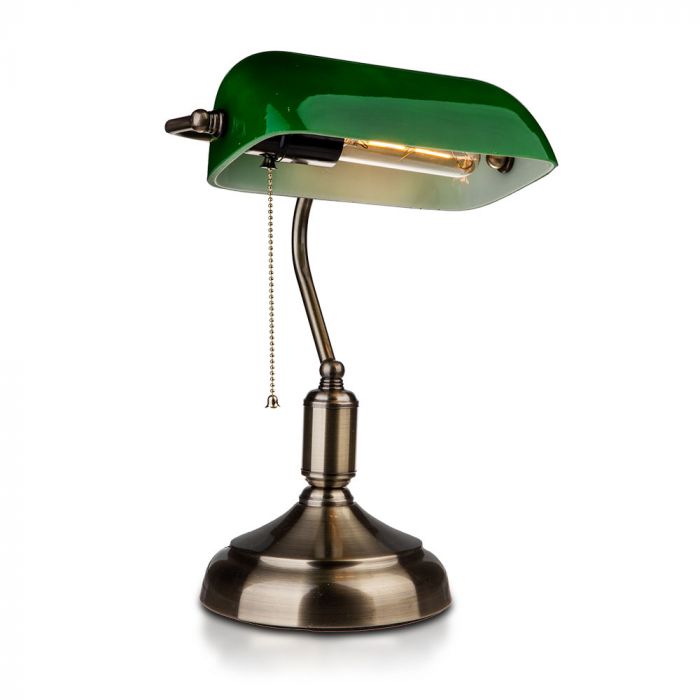 LED BANKER'S TABLE LAMP WITH SWITCH GREEN 21X31X41 GLASS+METAL