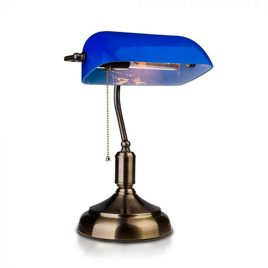 LED BANKER'S TABLE LAMP WITH SWITCH BLUE 21X31X41 GLASS+METAL