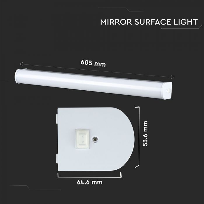 LED PENDANT WALL MIRROR WHITE 10W DL 950lm 150° 605X54X65 IP44