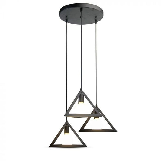 LED E27 PENDANT TRIO GEOMETRIC BLACK WITH BLACK CANOPY 30X130