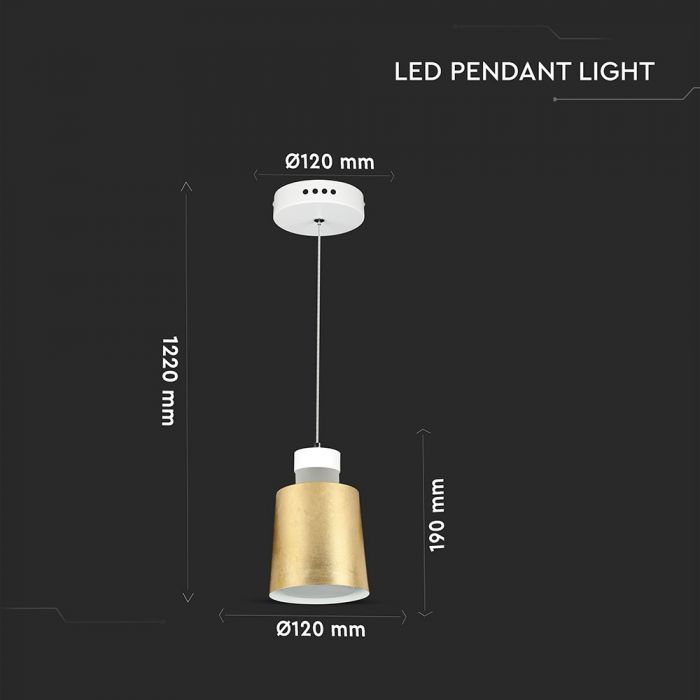 LED E27 PENDANT GOLD 7W 400lm DL 120° 12X19X122 IRON+ACRYLIC