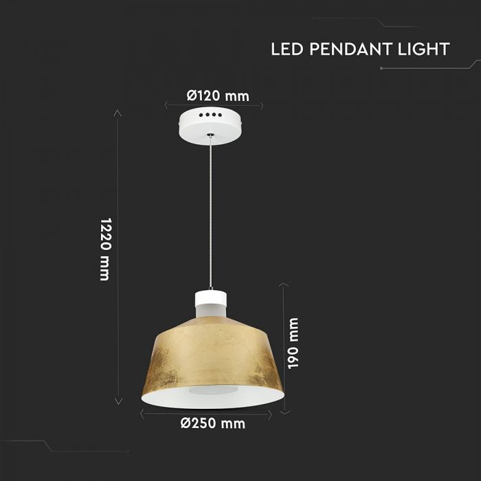 LED E27 PENDANT GOLD 7W 400lm DL 120° 25X19X122 IRON+ACRYLIC