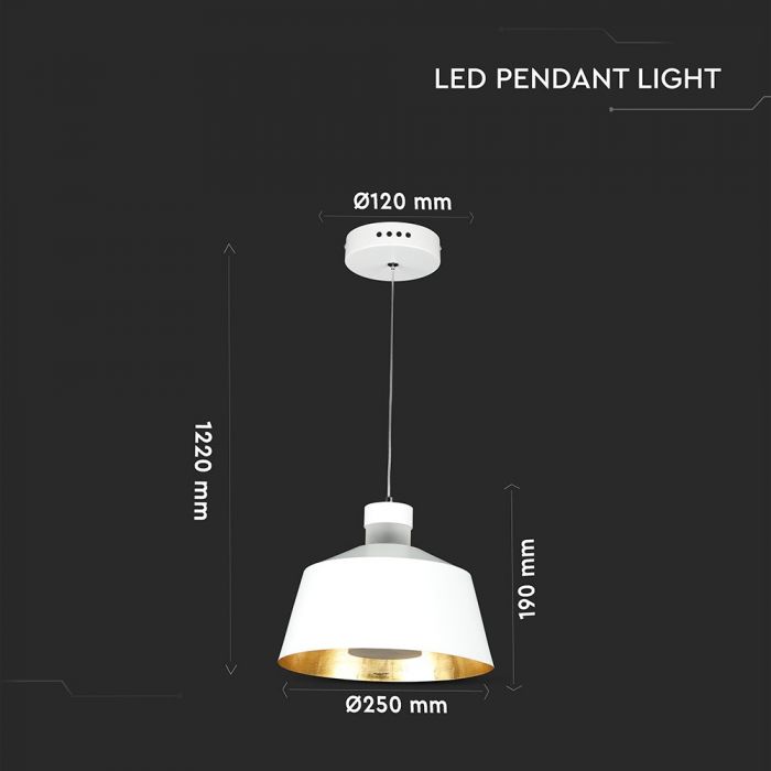 LED E27 PENDANT WHITE 7W 400lm DL 120° 25X19X122 IRON+ACRYLIC