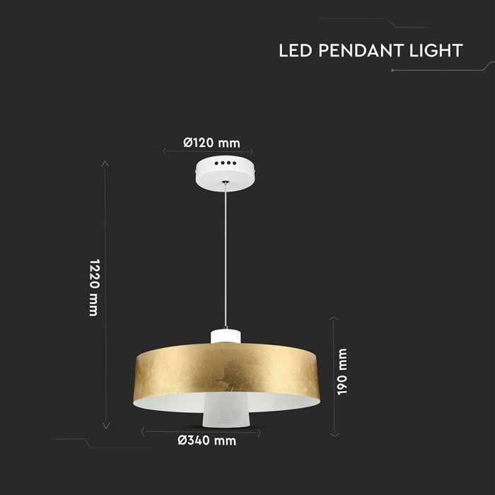 LED E27 PENDANT GOLD 7W 400lm DL 120° 34X19X122 IRON+ACRYLIC