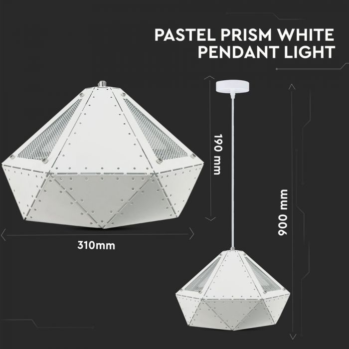 LED E27 PENDANT PASTEL PRISM WHITE 31X18 METAL