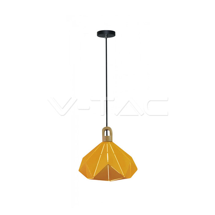 LED E27 PENDANT WOODEN PASTEL PRISM YELLOW 32X27 METAL