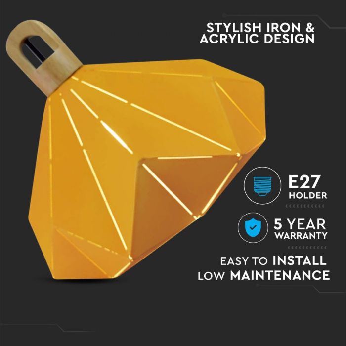 LED E27 PENDANT WOODEN PASTEL PRISM YELLOW 32X27 METAL