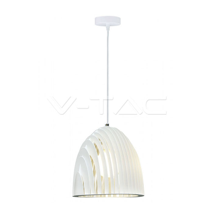 LED E27 PENDANT CONE PRISM WHITE 25X27 METAL