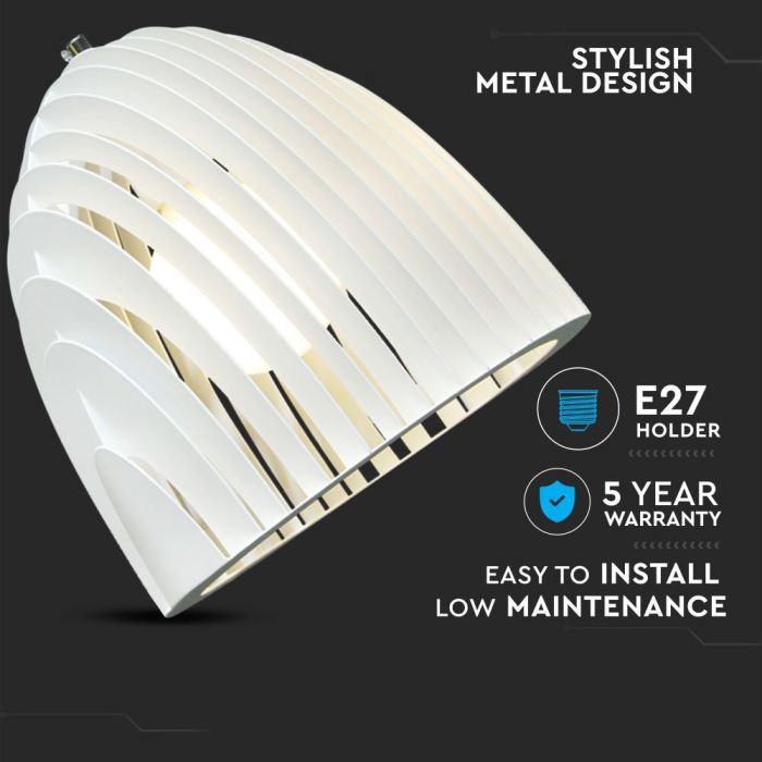 LED E27 PENDANT CONE PRISM WHITE 25X27 METAL