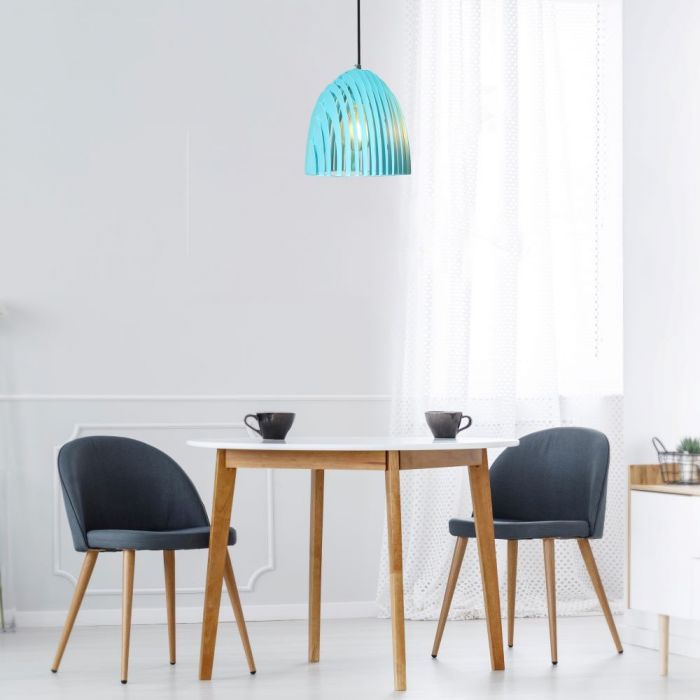 LED E27 PENDANT CONE PRISM BLUE 25X27 METAL