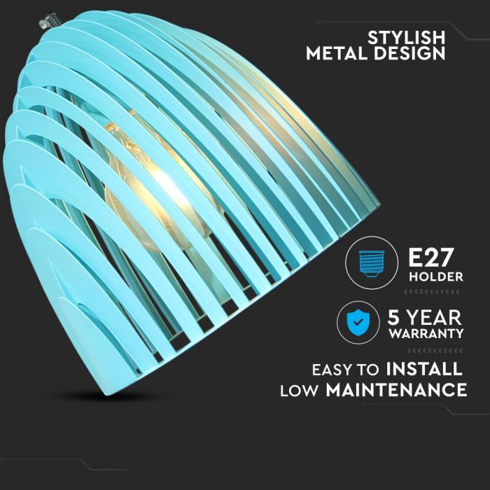 LED E27 PENDANT CONE PRISM BLUE 25X27 METAL