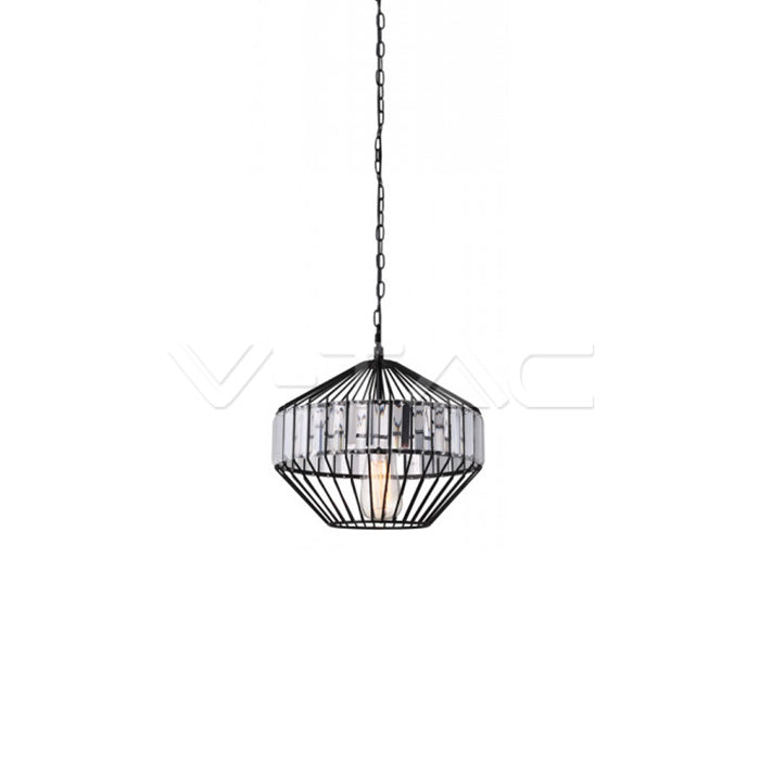 LED E27 PENDANT W/CRYSTEL (MIDDLE) BLACK 33X30 METAL