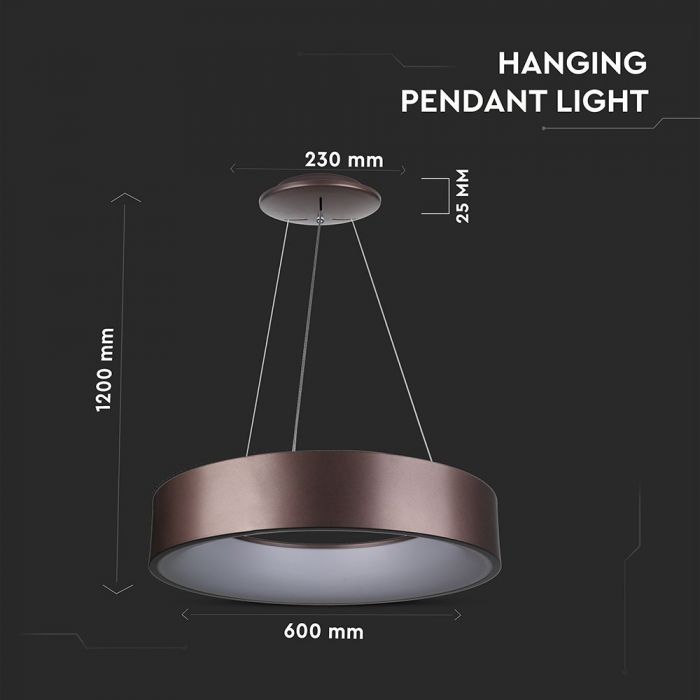 LED SOFT LIGHT CHANDELIER HANGING 30W WW 2250lm 120° 60X120 COFFEE DIMMABLE