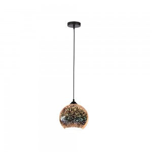 LED E27 PENDANT WITH 3D GLASS LAMPSHADE 200X200X1250