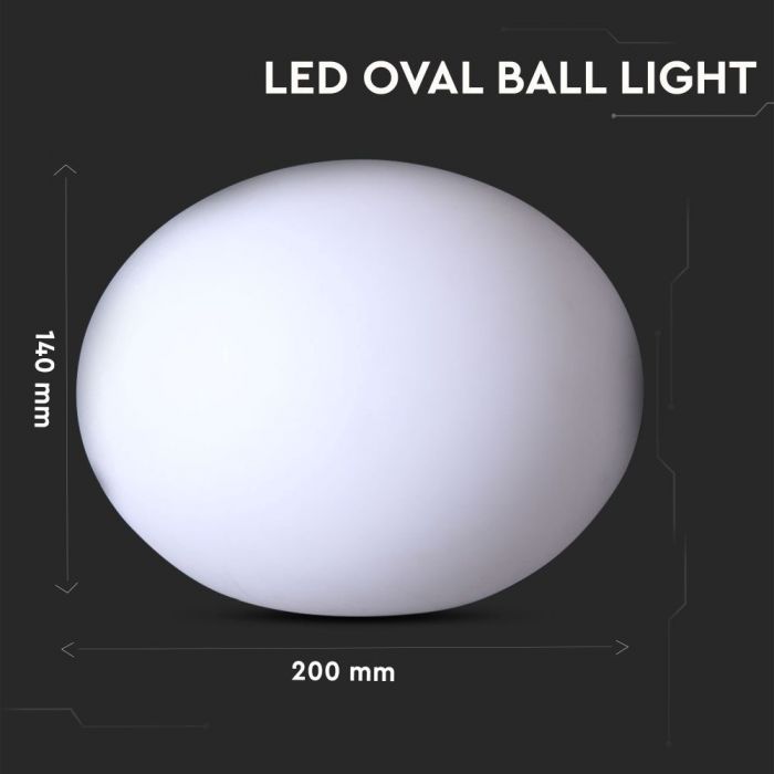 LED OVAL BALL LIGHT RGBW RECHARGEABLE 1W 18lm 19X14 LLDPE WHITE IP65 DIMMABLE