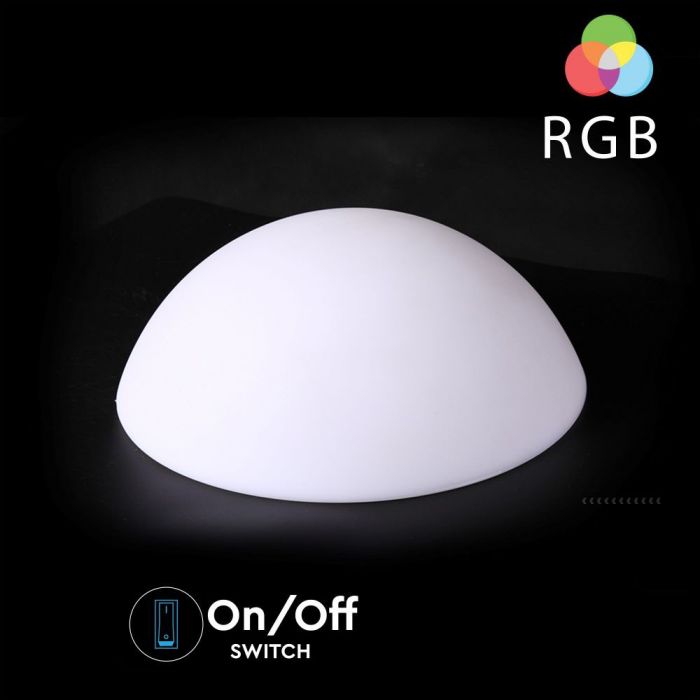 LED HALF-ROUND BALL LIGHT RGB RECHARGEABLE 3W 108lm 500X260 LLDPE WHITE IP54 DIMMABLE