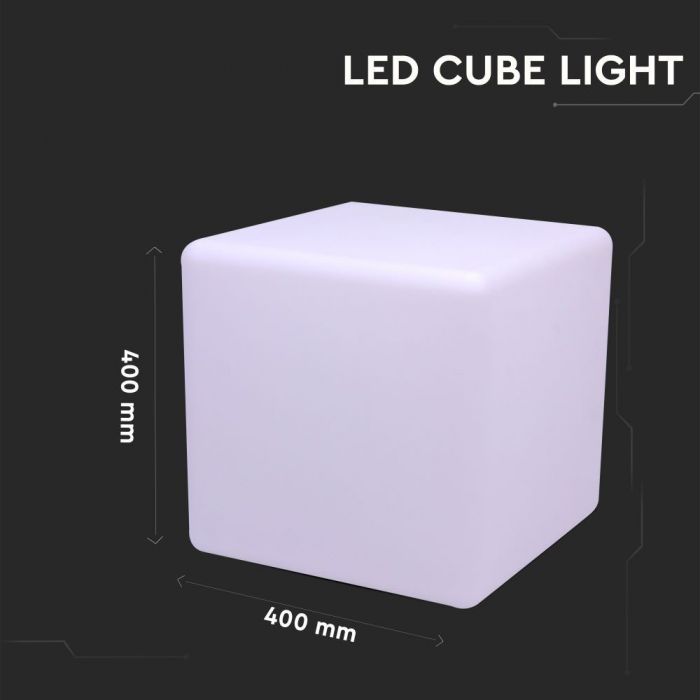 LED CUBE LIGHT RGB RECHARGEABLE 3W 108lm 400X400 LLDPE WHITE IP54 DIMMABLE