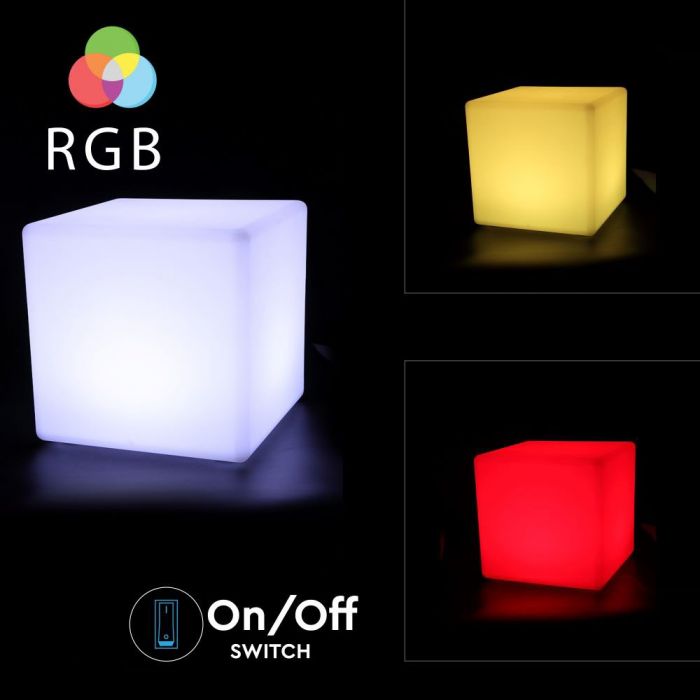 LED CUBE LIGHT RGB RECHARGEABLE 3W 108lm 400X400 LLDPE WHITE IP54 DIMMABLE