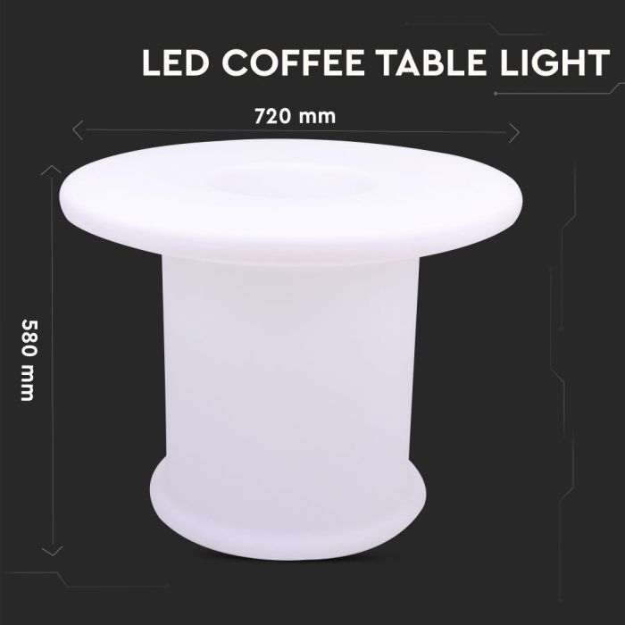 LED COFFEE TABLE LIGHT RGB RECHARGEABLE 3W 108lm 72X72X58 LLDPE WHITE IP54 DIMMABLE