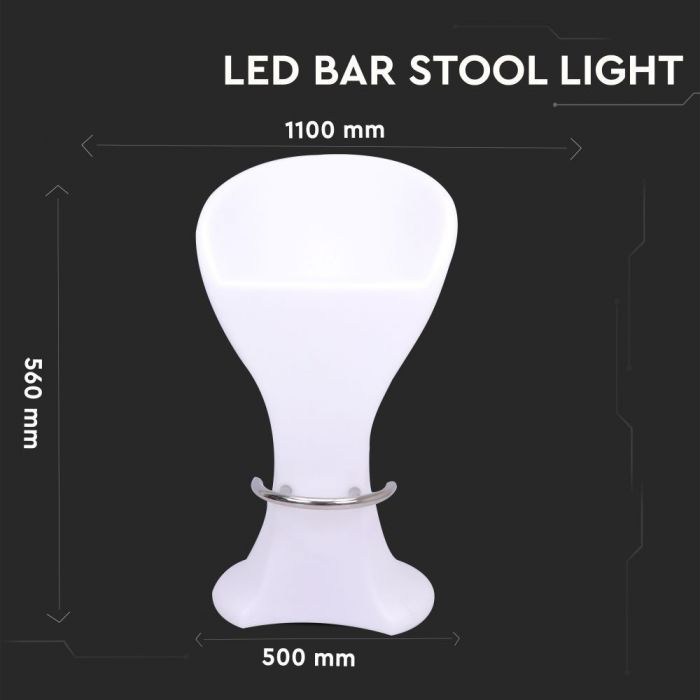 LED BAR STOOL LIGHT RGB RECHARGEABLE 1W 100lm 50X56X110 LLDPE WHITE IP54 DIMMABLE