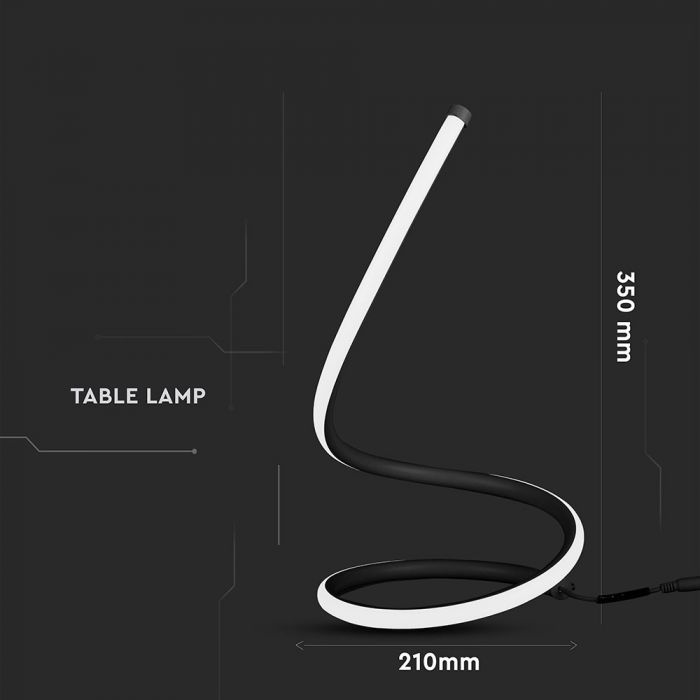 LED DESIGNER TABLE LAMP EU CORD+SWITCH 17W WW 1300lm 120° 21X35 BLACK