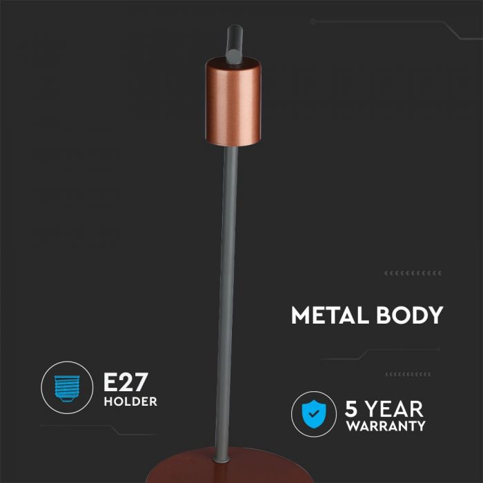 LED DESIGNER TABLE LAMP E27 HOLDER + SWITCH 15X42 RED BRONZE