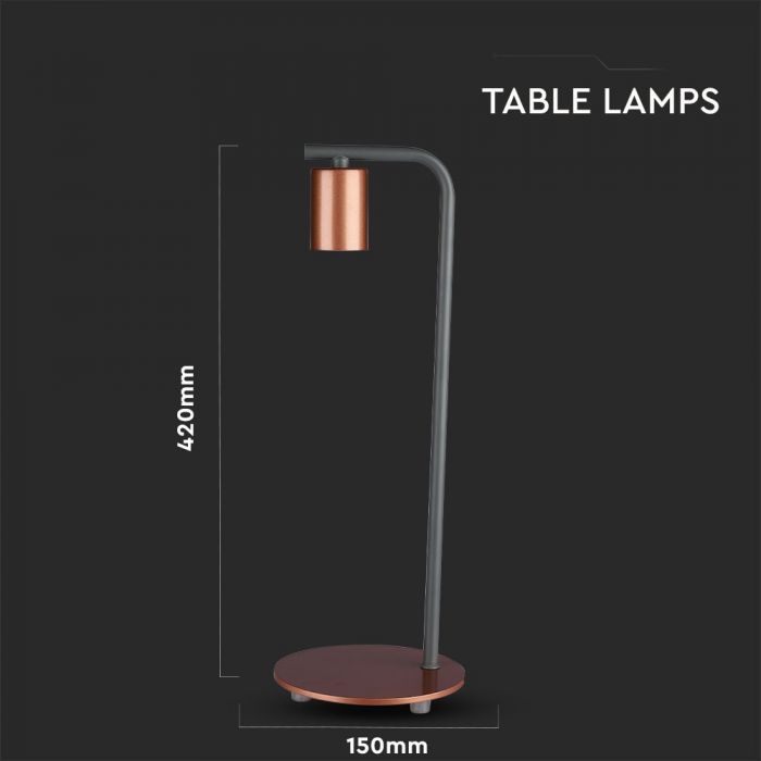 LED DESIGNER TABLE LAMP E27 HOLDER + SWITCH 15X42 RED BRONZE