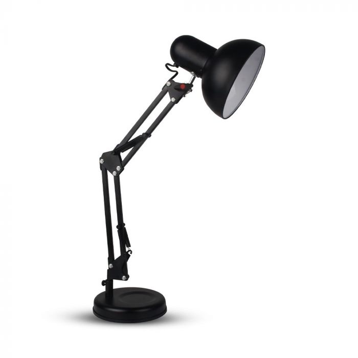 LED DESIGNER TABLE LAMP Metal Adjustable Bracket+Switch & E27 Holder 120° 38X15.5X44 BLACK