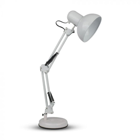 LED DESIGNER TABLE LAMP Metal Adjustable Bracket+Switch & E27 Holder 120° 38X15.5X44 WHITE