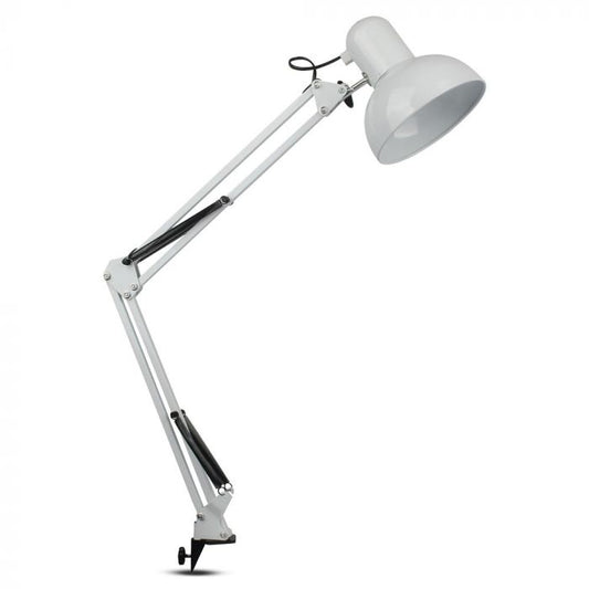 LED DESIGNER TABLE LAMP Metal Adjustable Bracket+Switch & E27 Holder 120° 36X15.5X73 WHITE