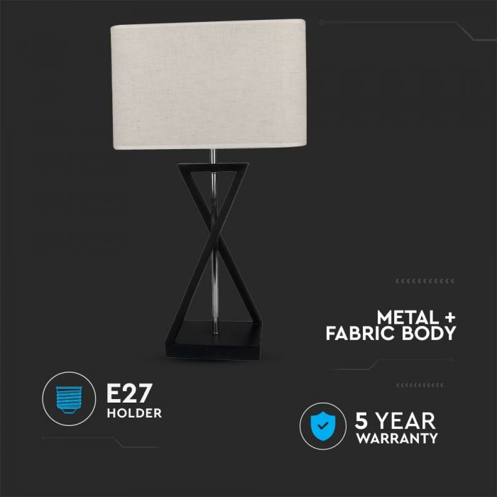 LED DESIGNER TABLE LAMP WITH IVORY SHADE+SQUARE BLACK BASE+E27 HOLDER+SWITCH 32X20X57