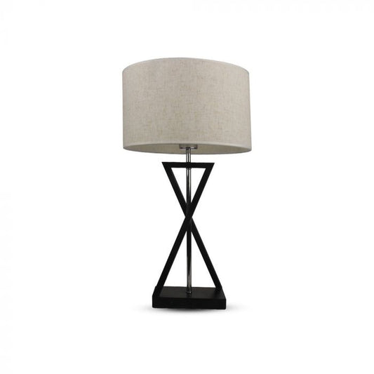 LED DESIGNER TABLE LAMP WITH IVORY SHADE+ROUND BLACK BASE+E27 HOLDER+SWITCH 30X18X55