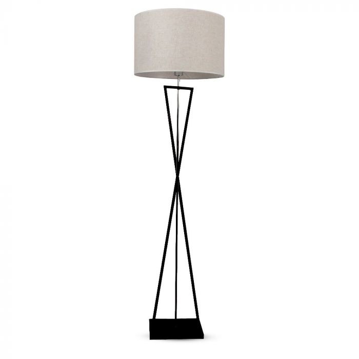 LED DESIGNER FLOOR LAMP WITH IVORY SHADE+ROUND BLACK BASE+E27 HOLDER+SWITCH 45X29X162