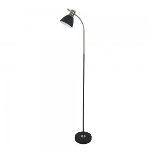 LED DESIGNER FLOOR LAMP WITH BLACK METAL BASE+E27 HOLDER+SWITCH 14X20X154 BLACK/CHROME