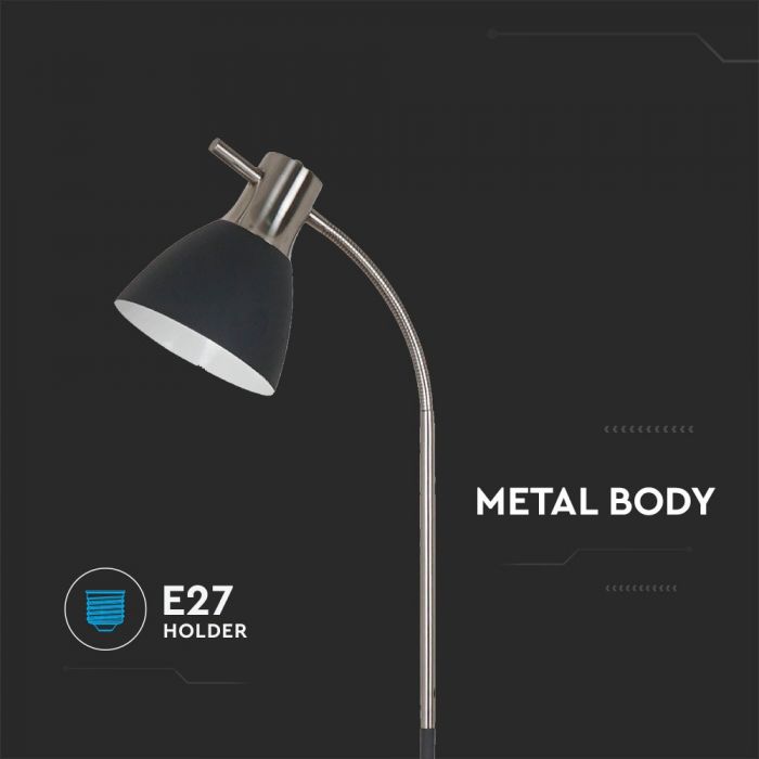 LED DESIGNER FLOOR LAMP WITH BLACK METAL BASE+E27 HOLDER+SWITCH 14X20X154 BLACK/CHROME